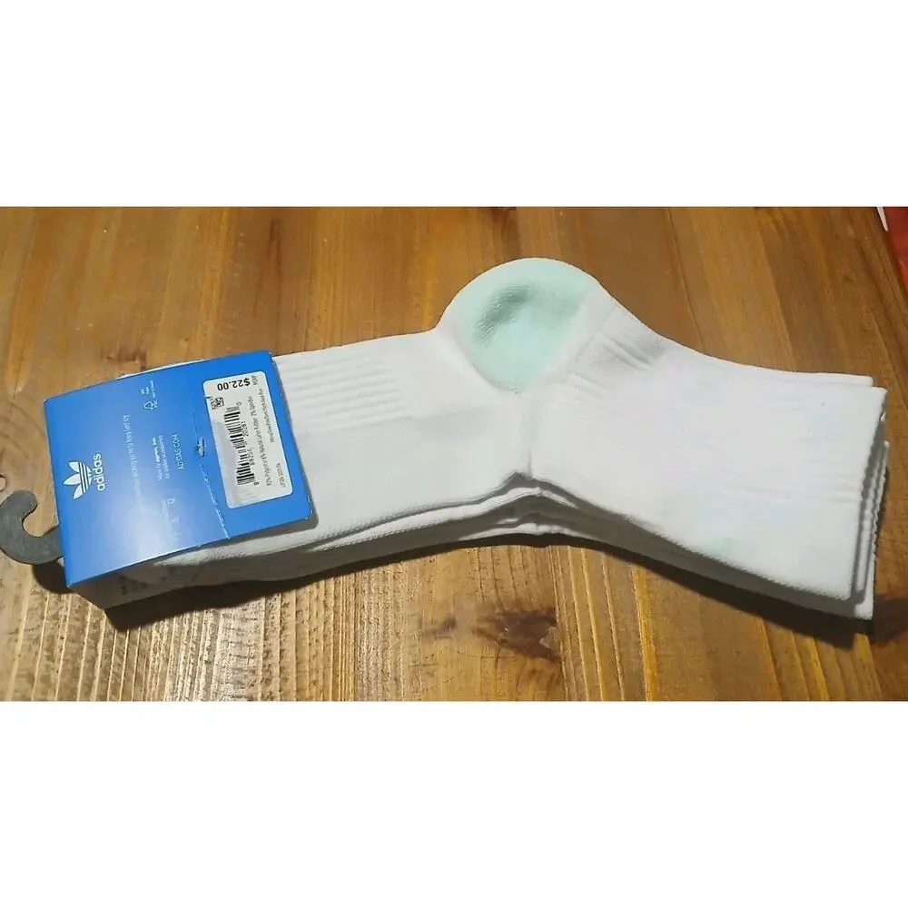 3-Pair Adidas High Quarter Moisture Wicking Socks Sz 10-13 Aqua/Gray/Orange